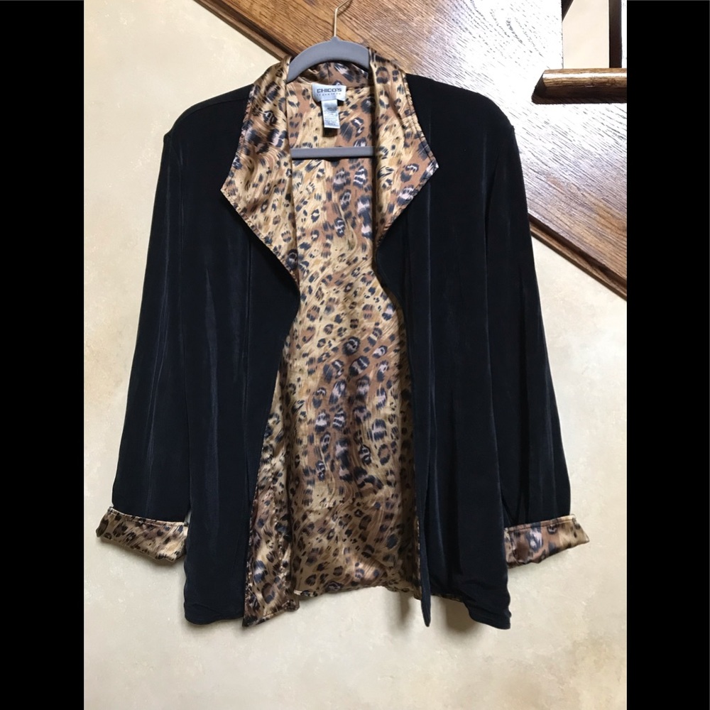 Chico’s black and leopard blazer